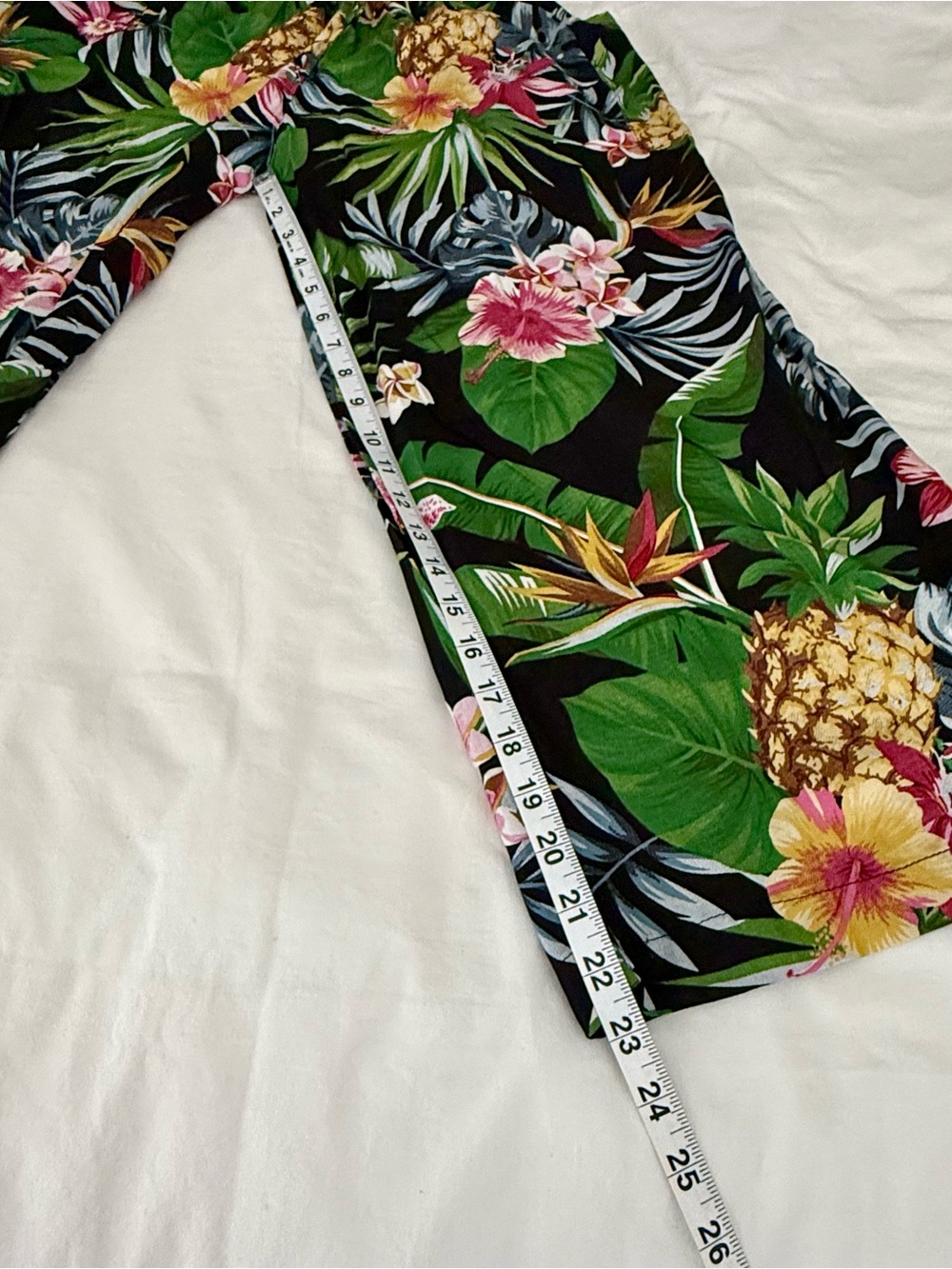 Island Planet Tropical Pineapple Floral Wide Leg Crop Beach Resort Pants OneSize - Picture 6 of 8